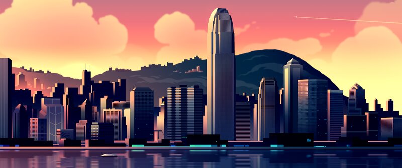 Hong Kong Skyline — Pink