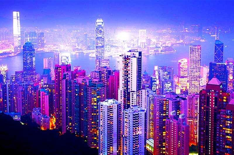 Hong Kong Skyline — Purple