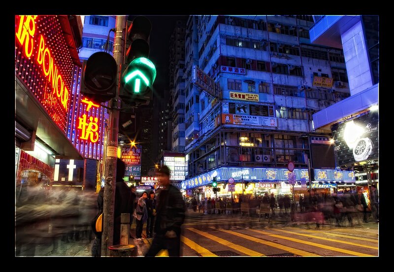 Hong Kong street at night