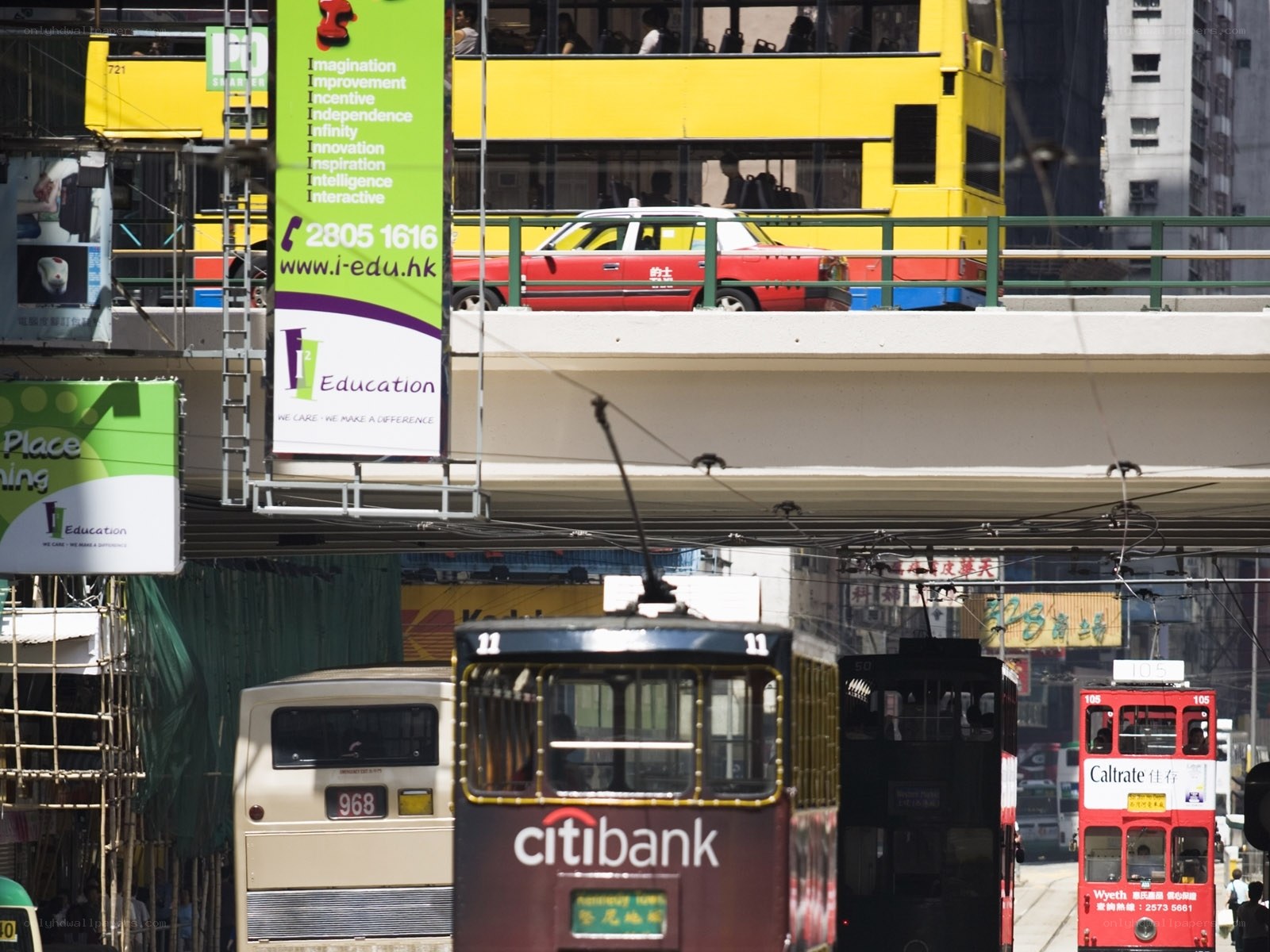 Hong Kong street scene with trams