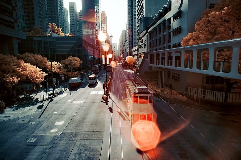 Hong Kong street with tram