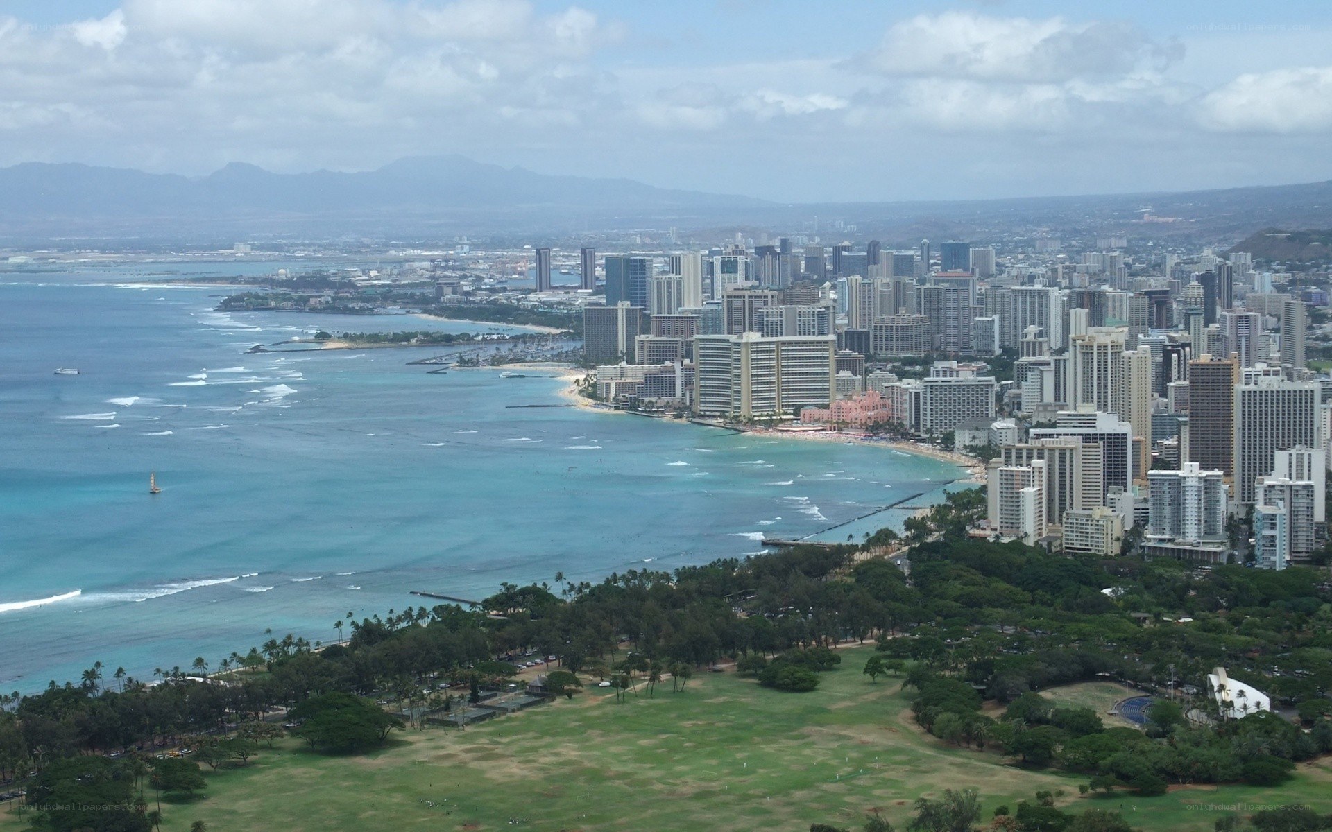 Honolulu cityscape from above