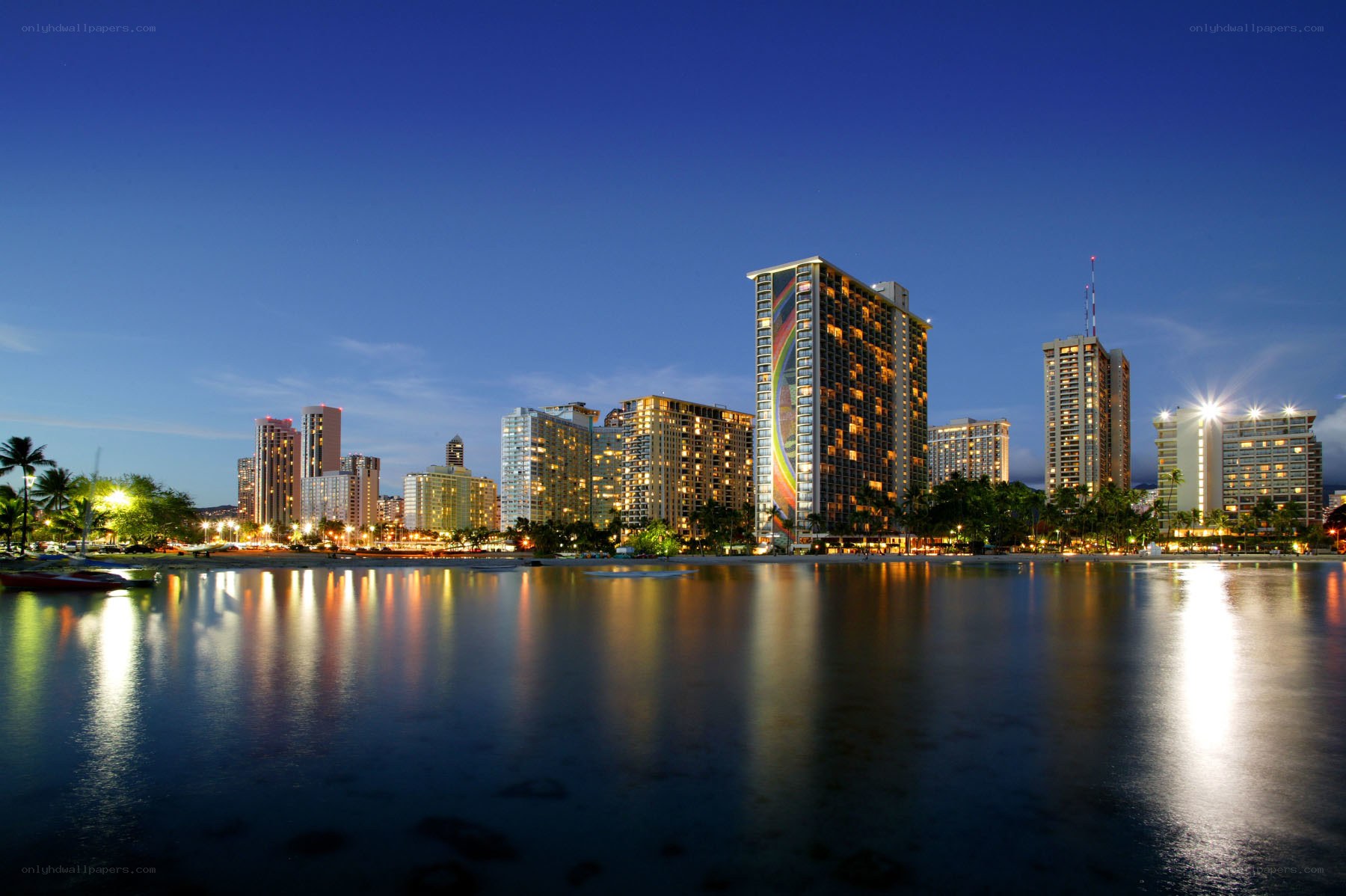 Honolulu skyline at dusk