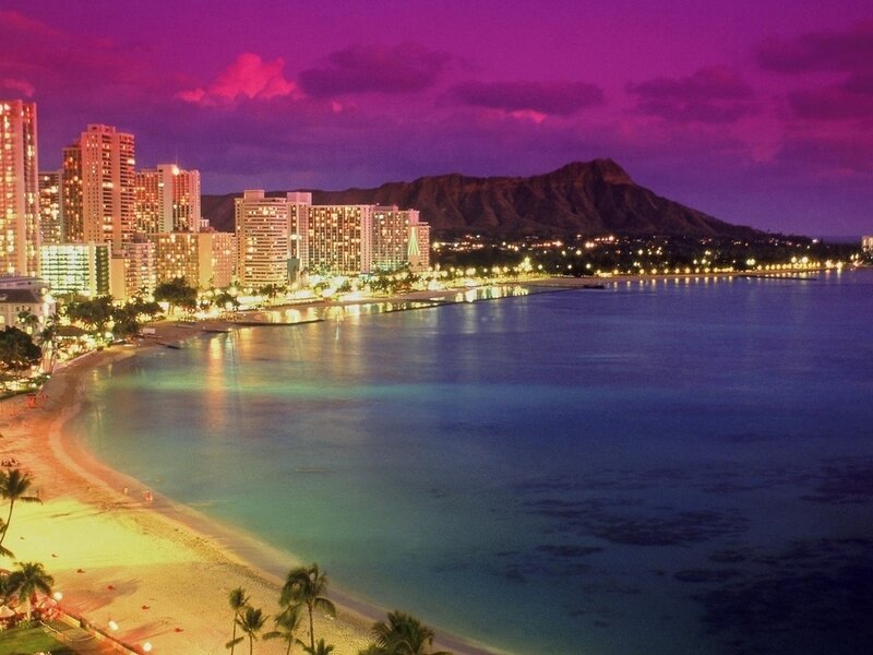 Honolulu Skyline at Night — Purple, Dramatic