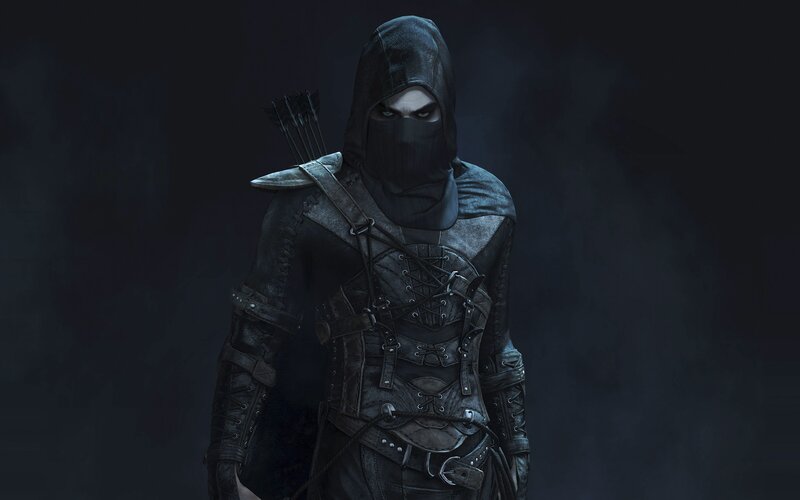 Hooded Archer Character — Black