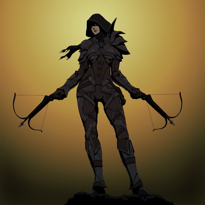 Hooded Archer in Armor — Black