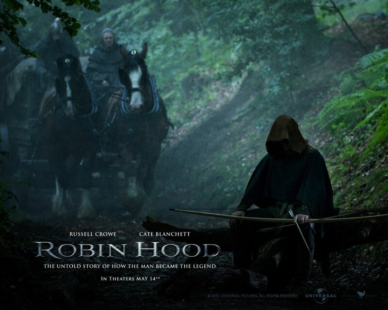 Hooded Archer in Forest — Green, Dramatic