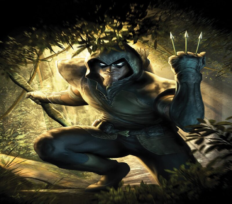 Hooded Archer in Forest — Green