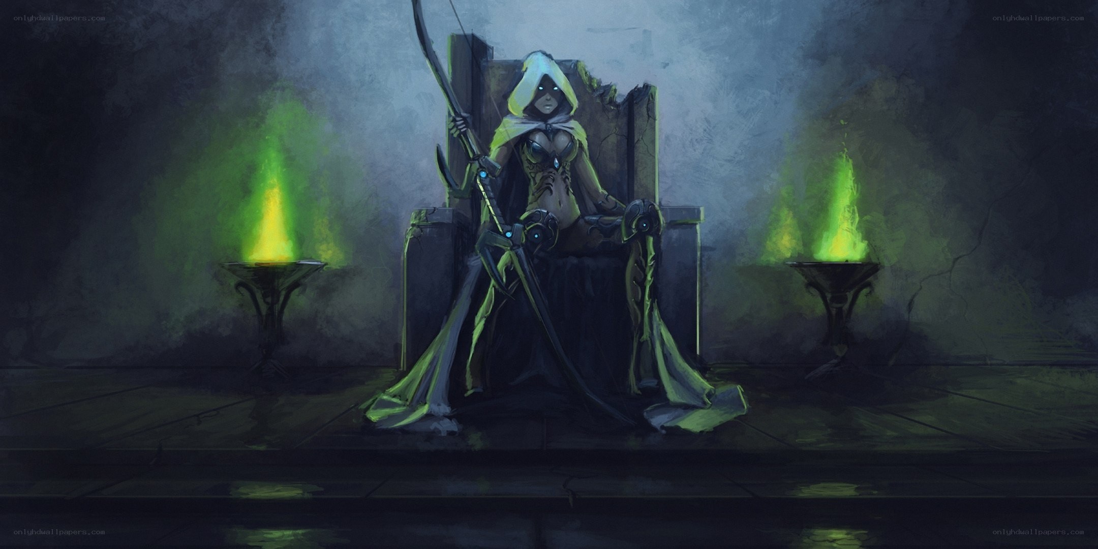 hooded archer on a throne