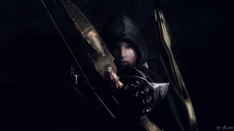 Hooded Archer with Bow — Black