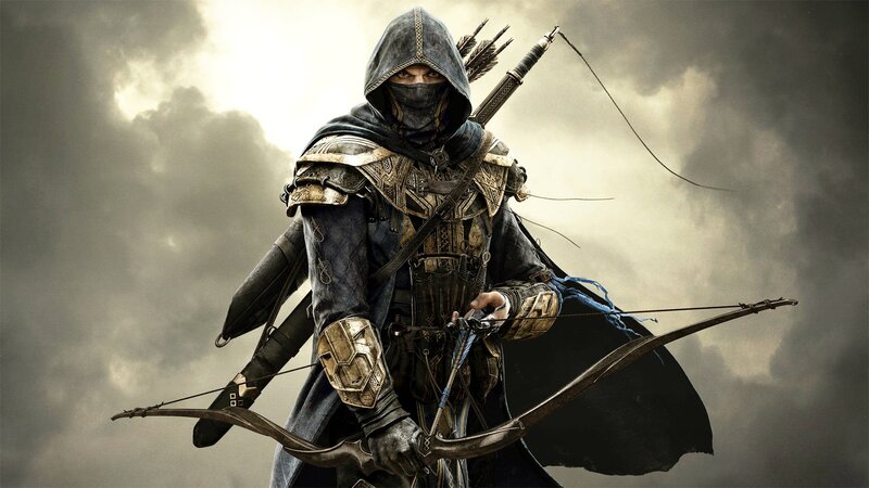 Hooded Archer with Bow — Gray, Dramatic