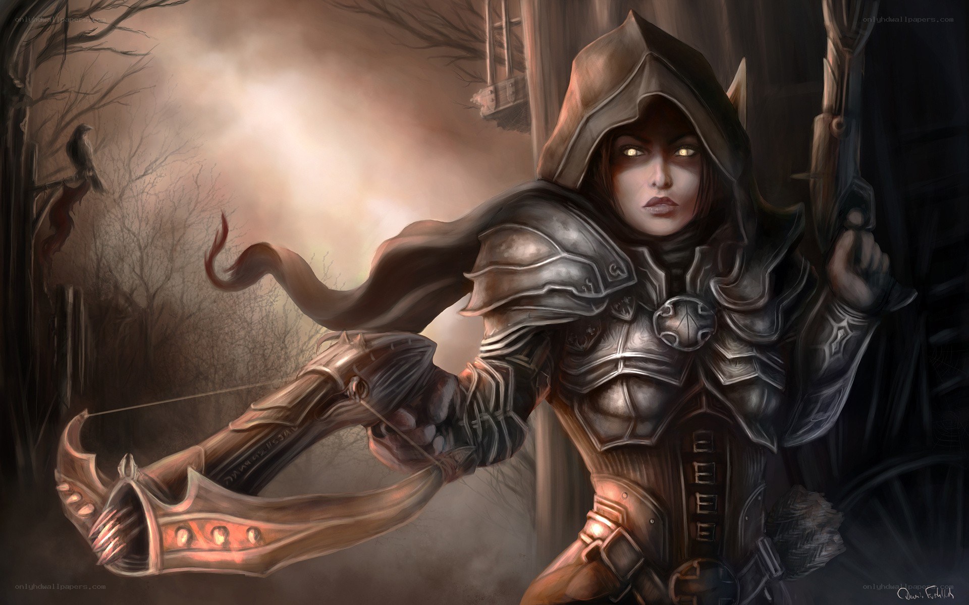 hooded archer with crossbow