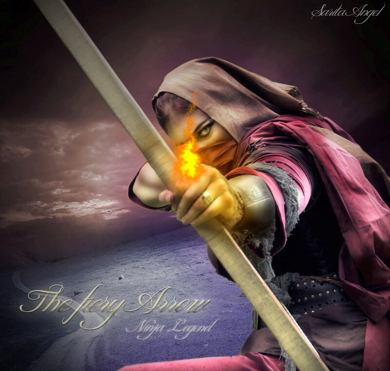 Hooded Archer with Flaming Arrow — Purple