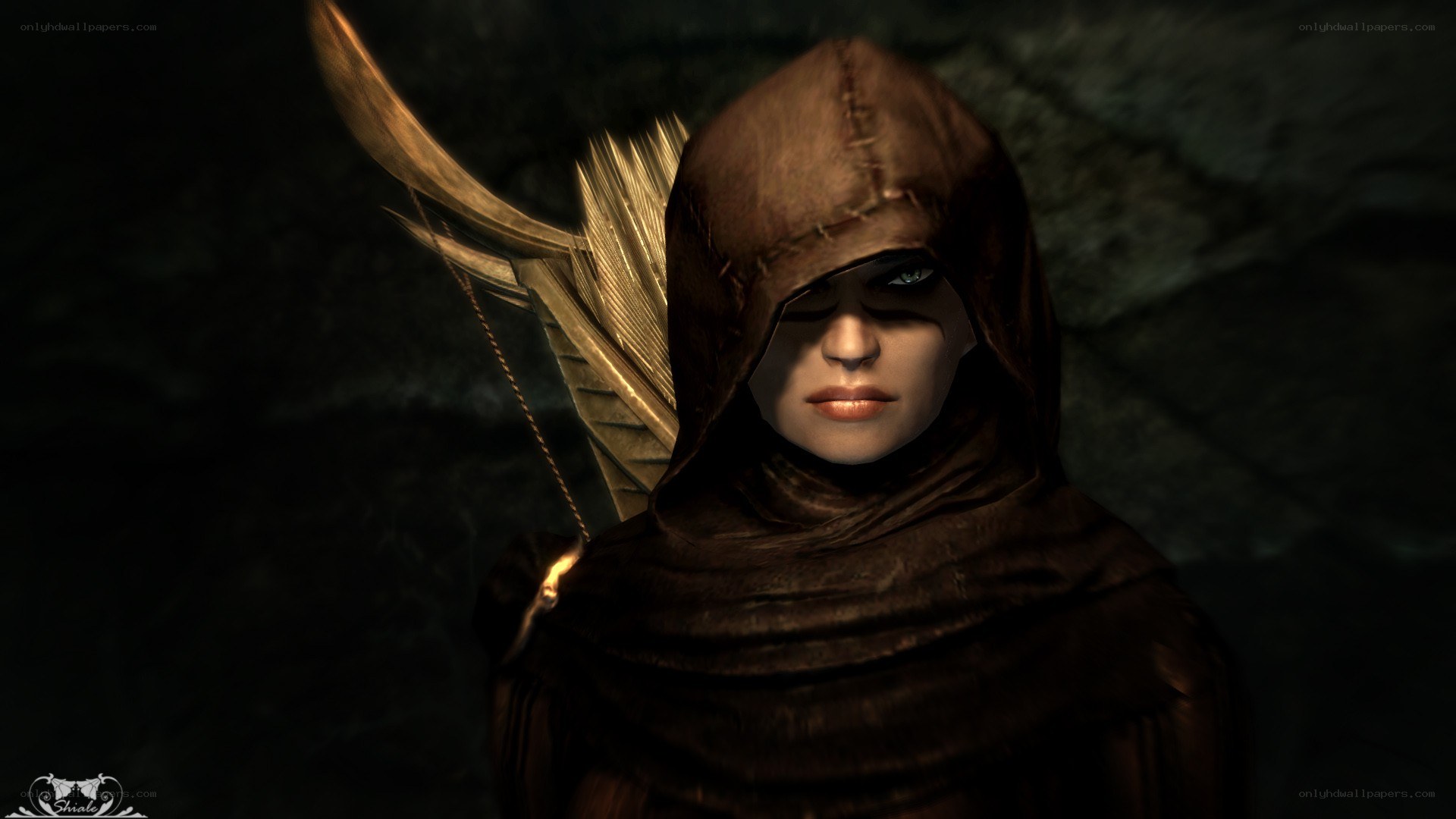 hooded archer with golden arrow