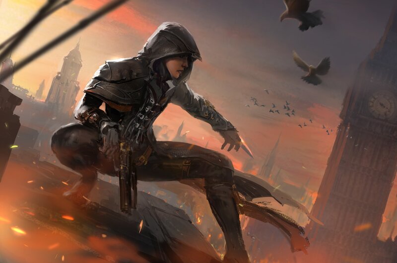 Hooded Assassin on Rooftop