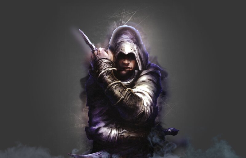 Hooded Assassin with Dagger — Gray
