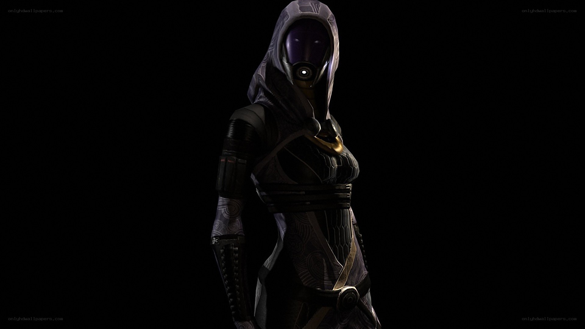 hooded character in dark armor