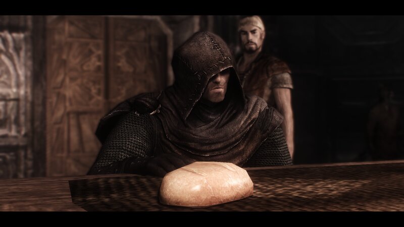 Hooded Figure at Table — Brown