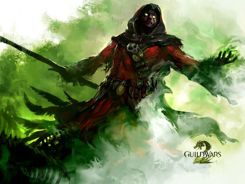 Hooded Figure Casting Spell — Green