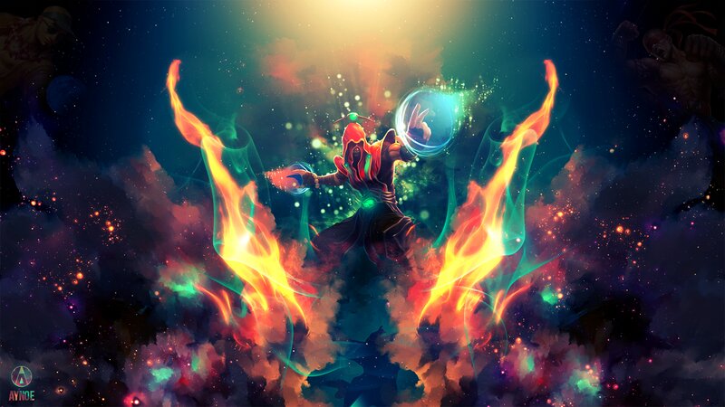 Hooded Figure Casting Spell — Orange, Dramatic, Night