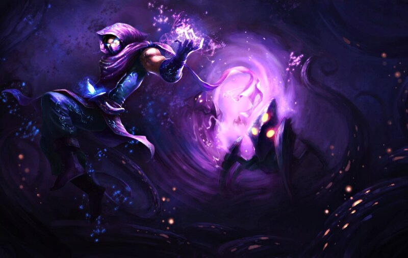 Hooded Figure Casting Spell — Purple, Dramatic