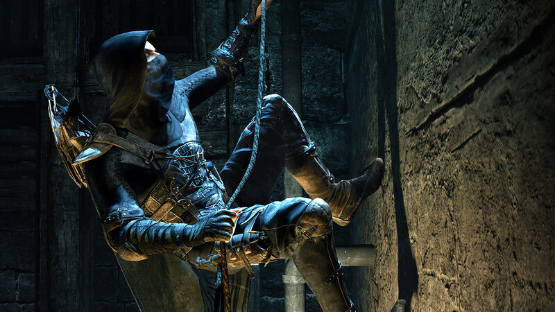 Hooded Figure Climbing