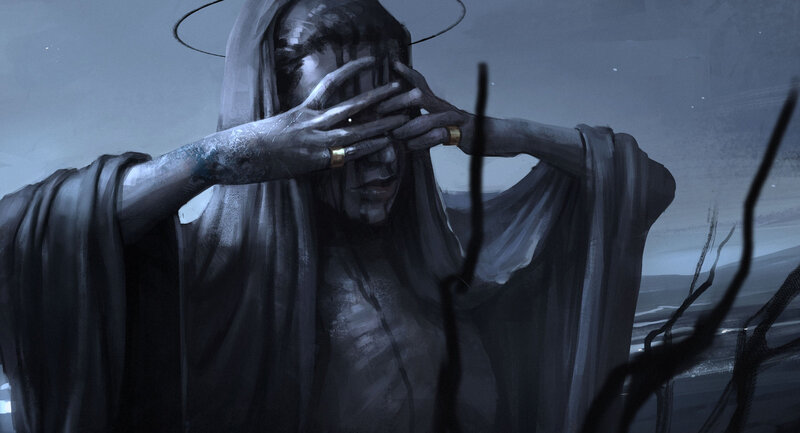 Hooded Figure Covering Face