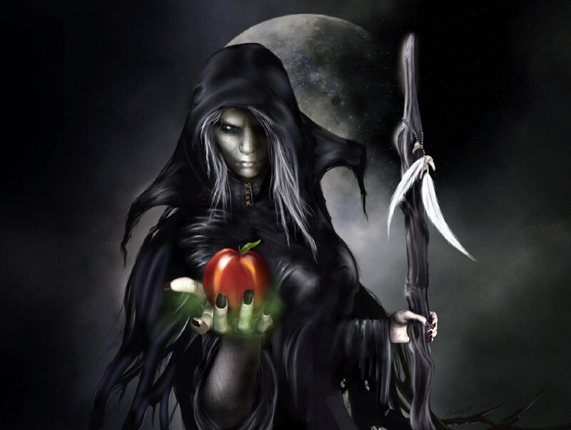 Hooded Figure Holding Apple