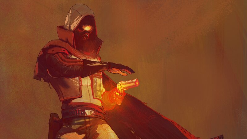 Hooded Figure Holding Gun