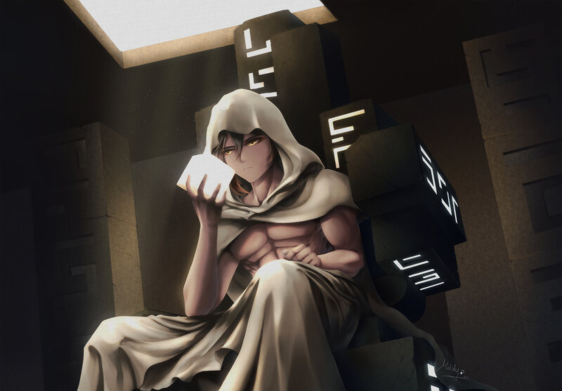 Hooded Figure Holding Light