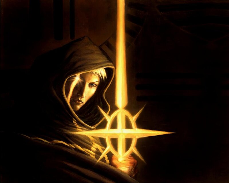 Hooded Figure Holding Sword