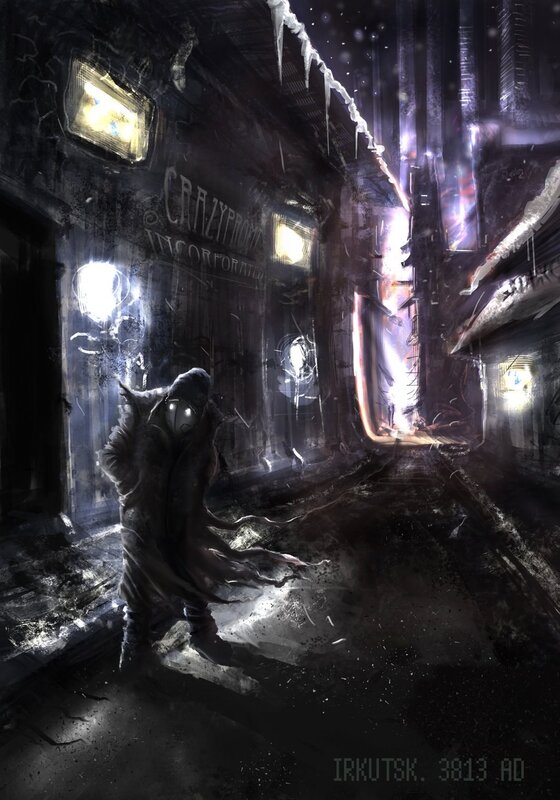 Hooded Figure in Alley — Black
