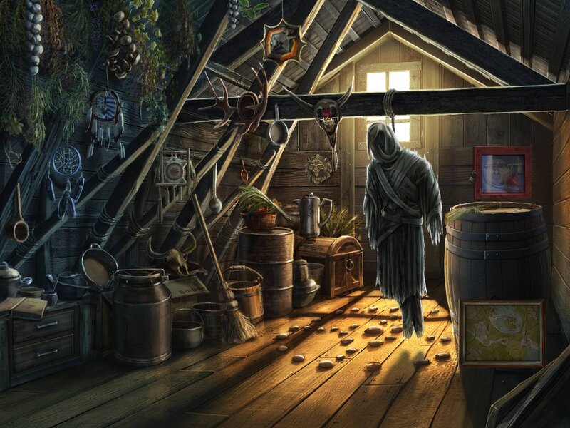 Hooded Figure in Attic