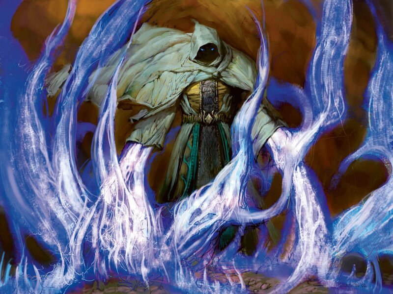 Hooded Figure in Blue Energy — Dramatic, Digital Art