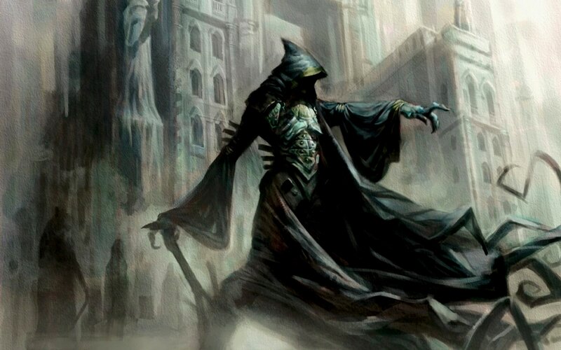 Hooded Figure in Cloak — Black