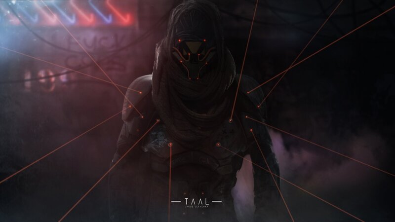 Hooded Figure in Dark Armor — Black, Dark, Mysterious