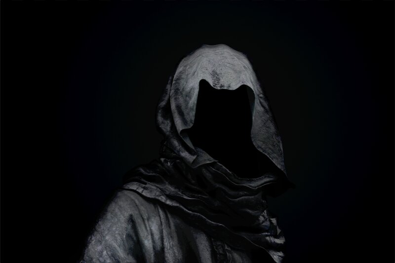 Hooded Figure in Dark — Black, Dramatic, Night