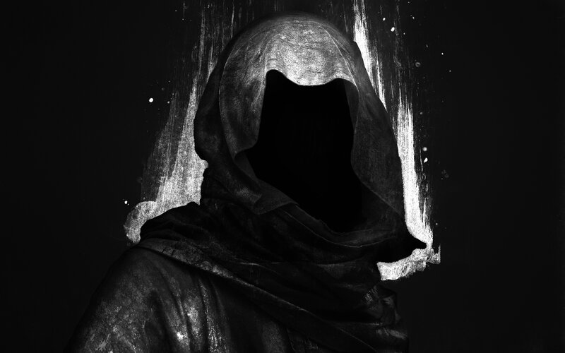 Hooded Figure in Dark — Black