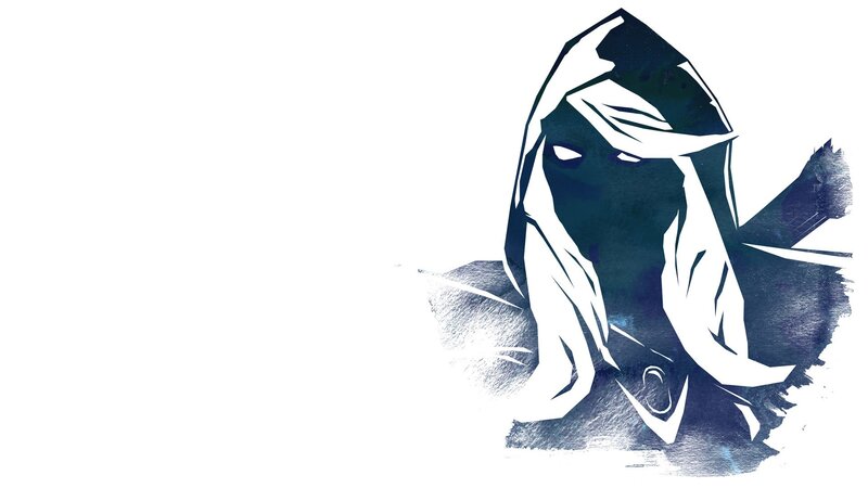 Hooded Figure in Dark Cloak — White