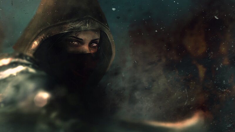 Hooded Figure in Dark — Dark Gray
