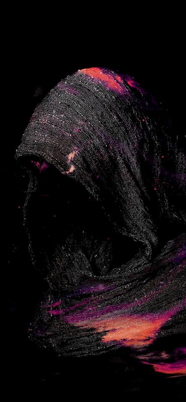 Hooded Figure in Dark Fabric