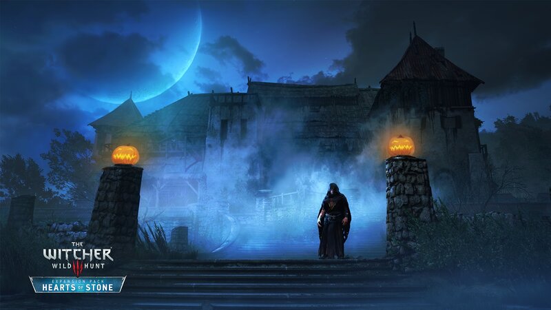 Hooded Figure in Front of Castle