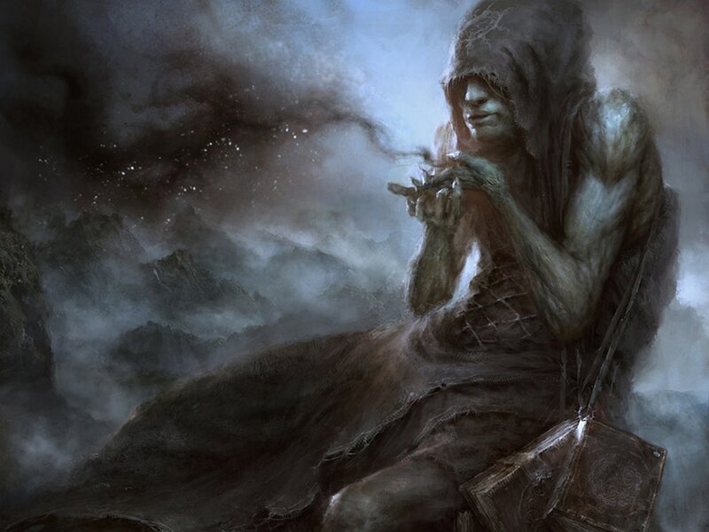 Hooded Figure in Mist — Gray