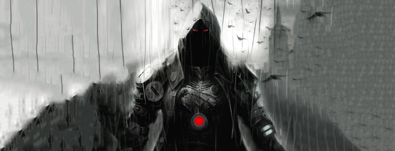 Hooded Figure in Rain — Black, Dark