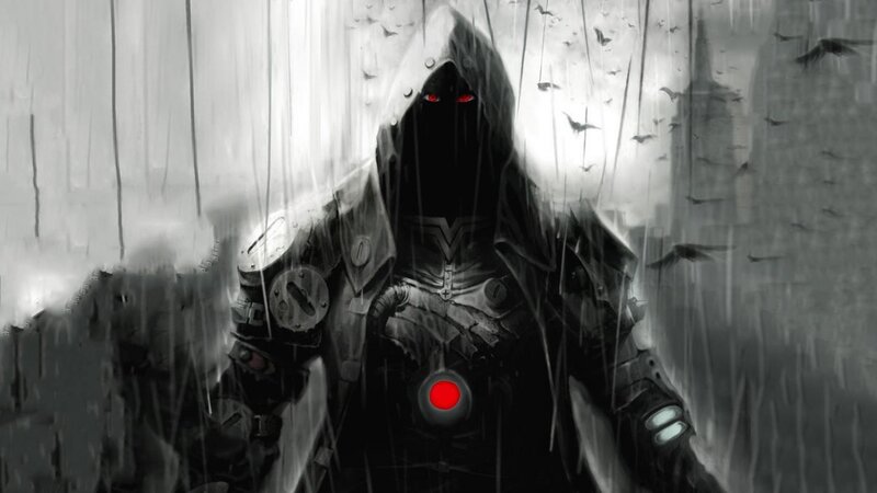 Hooded Figure in Rain — Black