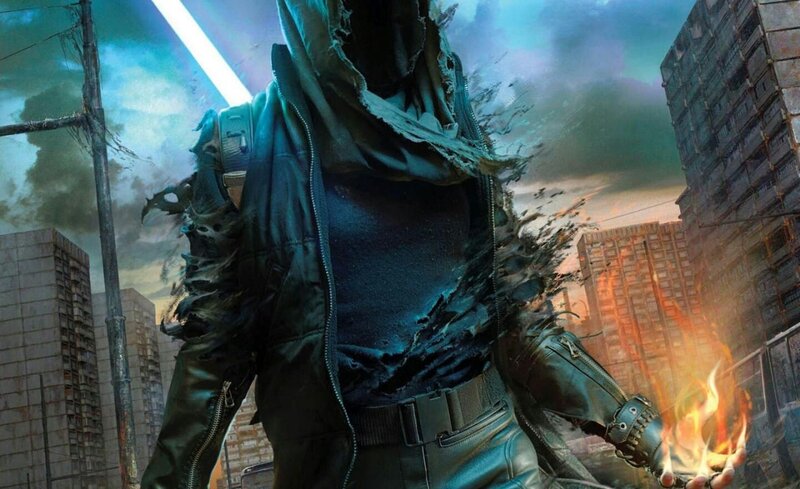 Hooded Figure in Ruined City