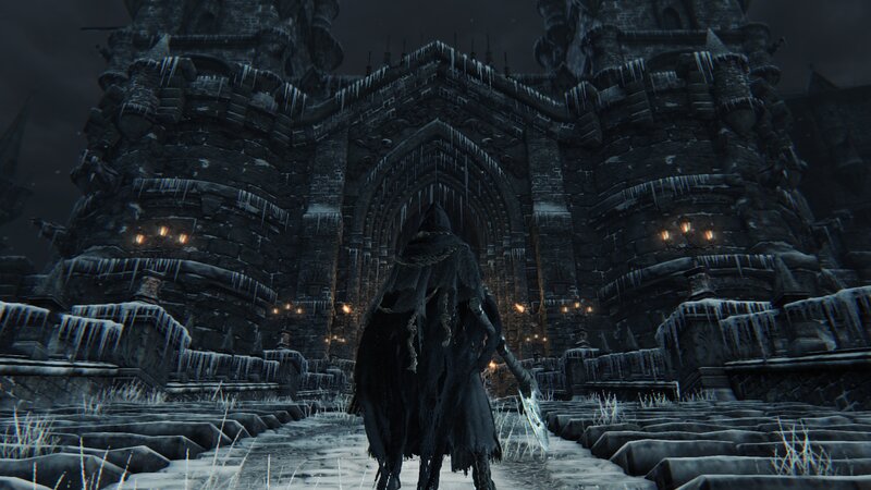 Hooded Figure in Snow — Black, Dark, Cold