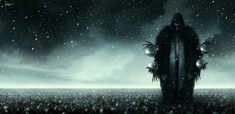 Hooded Figure in Snow — Black, Dark, Dramatic