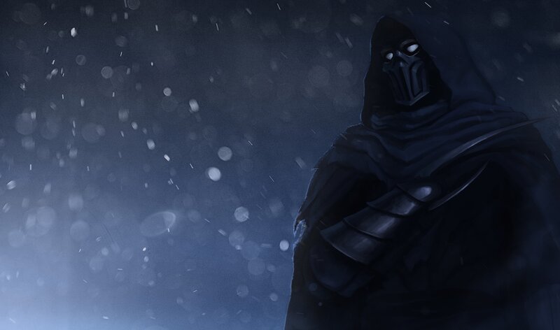 Hooded Figure in Snow — Black, Dramatic, Cold