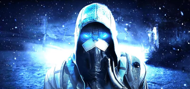 Hooded Figure in Snow — Blue, Dramatic, Night